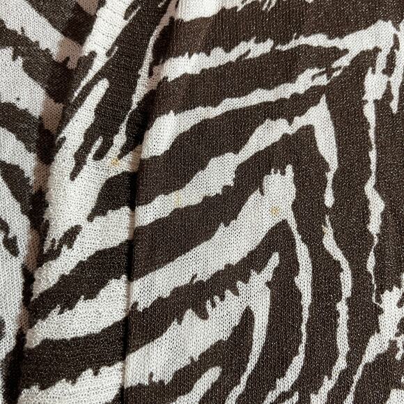 Chico's Cardigan Sweater Womens Size 2 US Large Brown White‎ Zebra Striped Open - Picture 4 of 10